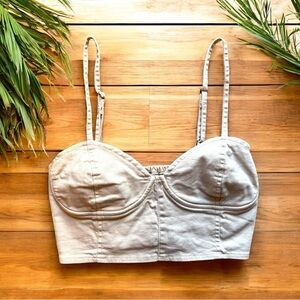 AMUSE SOCIETY Beige Cream Bustier Crop Top – Size M